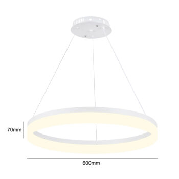 Lámpara Colgante LED Redonda 36W CCT Aro 60CM Blanca