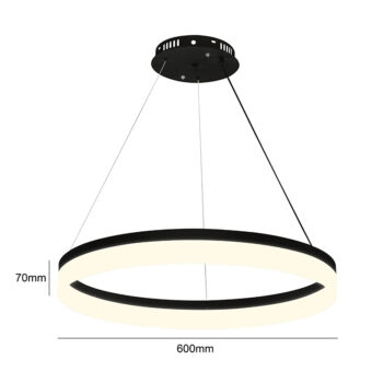 Lámpara Colgante LED Redonda 36W CCT Aro 60CM Negra