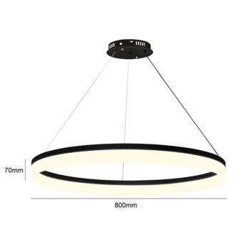 Lámpara Colgante LED Redonda 45W CCT Aro 80CM Negra