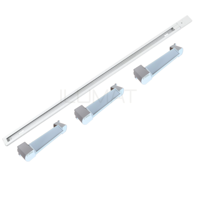 Lámpara Riel 1MT con 3 Focos Riel Lineal 10W 3000K 60°
